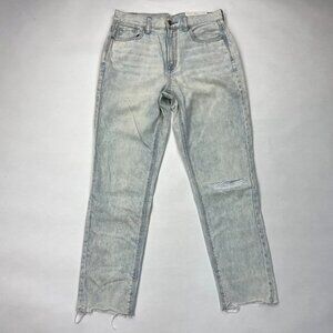 American Eagle Mom Jeans Bleached Out High Rise Women 4 NWT Cotton Distressed